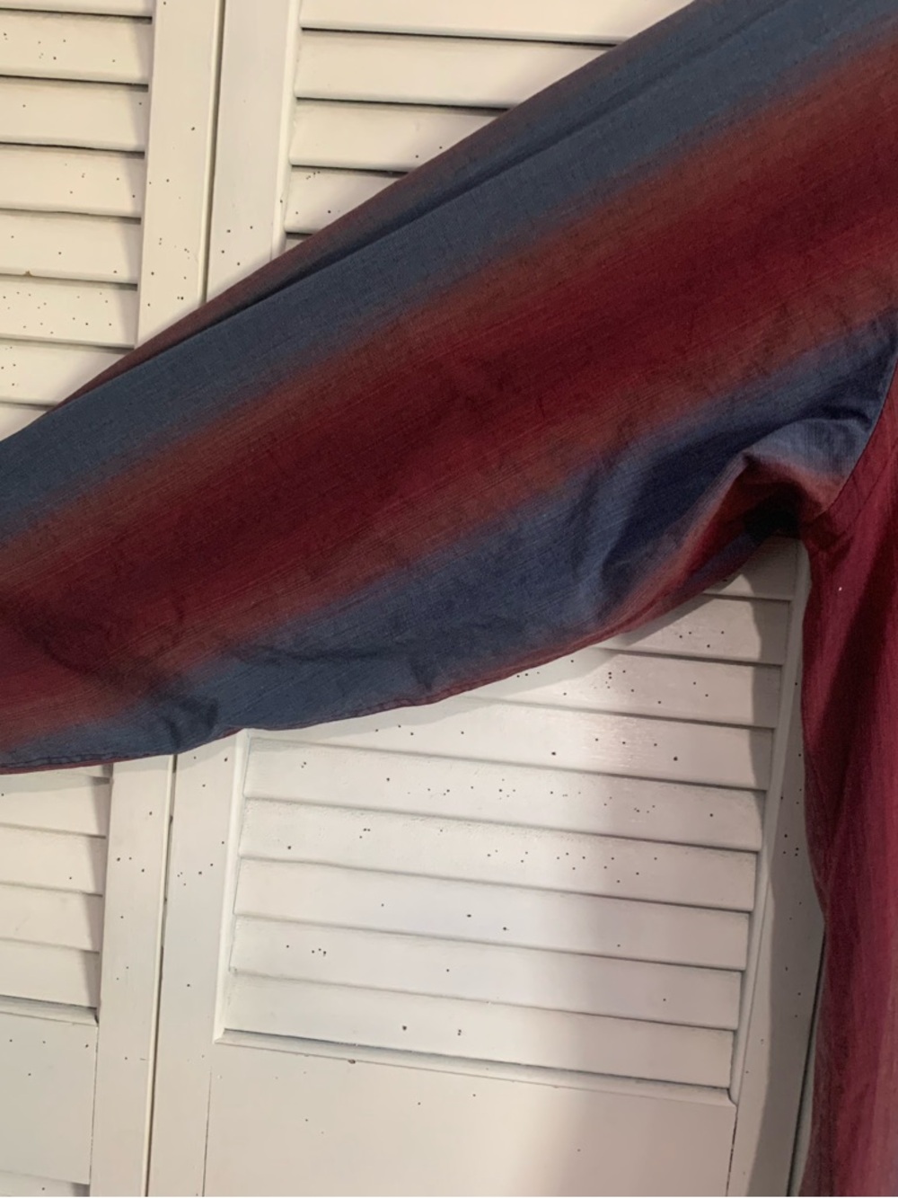 Bugatchi Uomo Men's Burgundy and Blue Vertical Stripe Button-Down Shirt - Picture 4 of 8